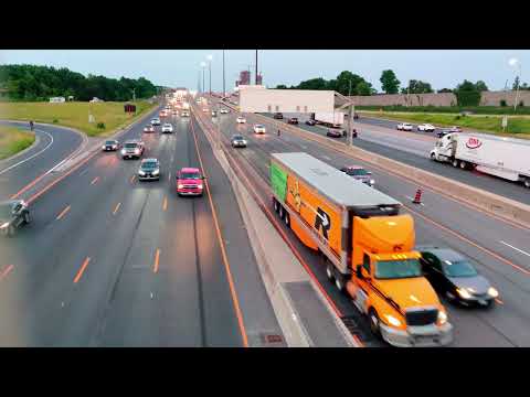 TORONTO 401/KEELE ST 14 LANES OF 'RACING' TRAFFIC 9 PM CANADA-4K-60--JUN 21/23  CANADA