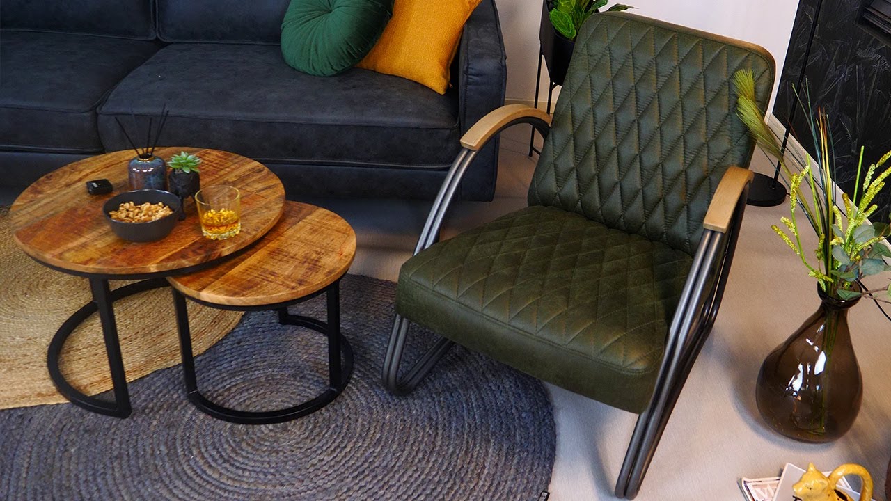 Industriële fauteuil Ivy eco-leer cognac