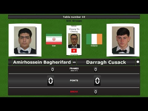 Snooker U21 Groups : Amirhossein Bagherifard vs Darragh Cusack