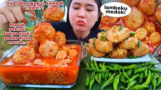 Download lagu LAMBUNG MERONTAH 🥵 BAKSO KUAH PEDAS TAHU KRIUK CABE RAWIT MENTAH MUKBANG❗ mp3