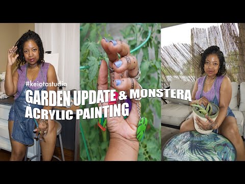 🪴 BUCKET GARDEN UPDATE AND MONSTERA LEAF ACRYLIC PAINTING 🎨 Handmade Keychain Reveal