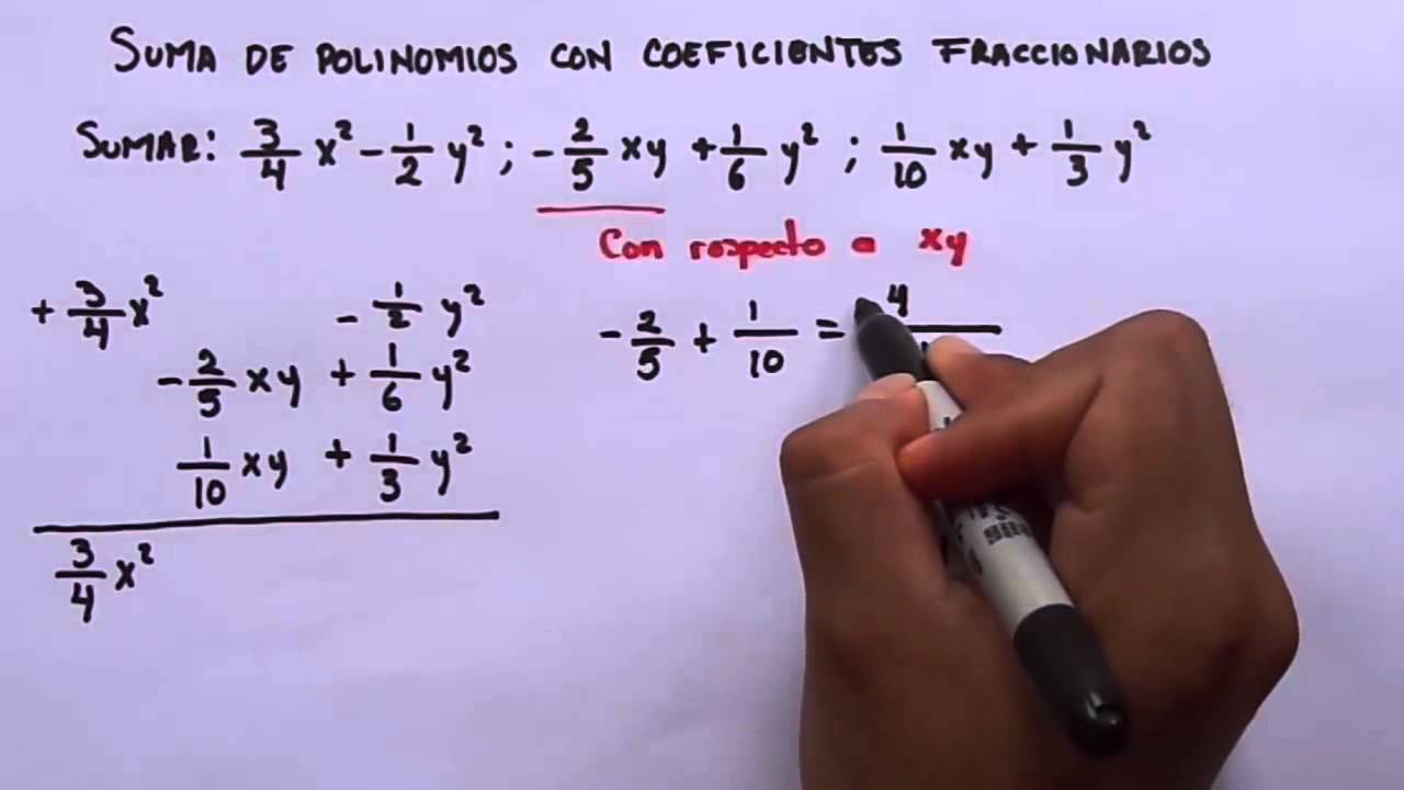Curso de Algebra | Suma de polinomios con coeficientes fraccionarios
