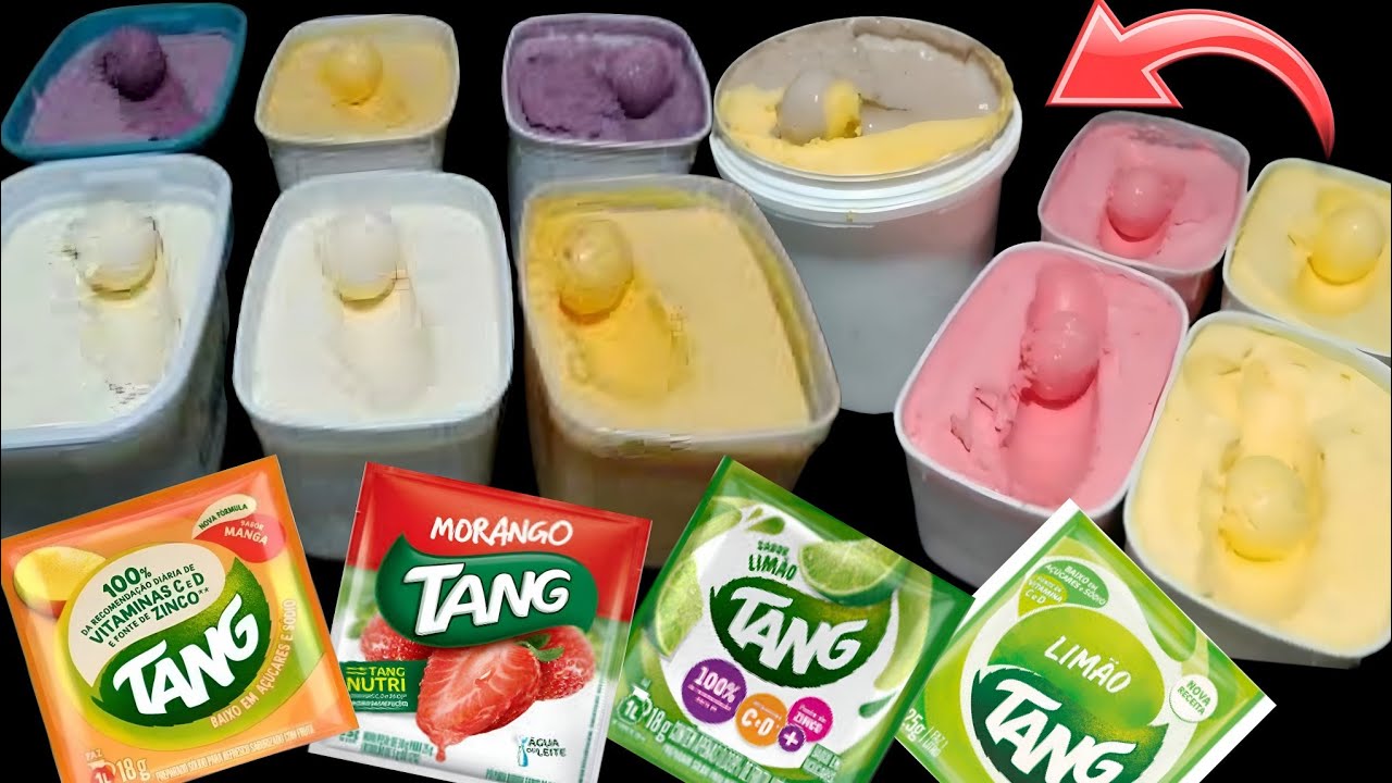 FAÇA 4 L.DE SORVETE COM 1 PACOTE DE SUCO TANG SOBOR ABACAXI MARACUJÁ E UVA