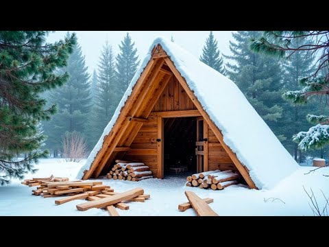This Man Builds a Cabin in The Woods Alone - Start to Finish