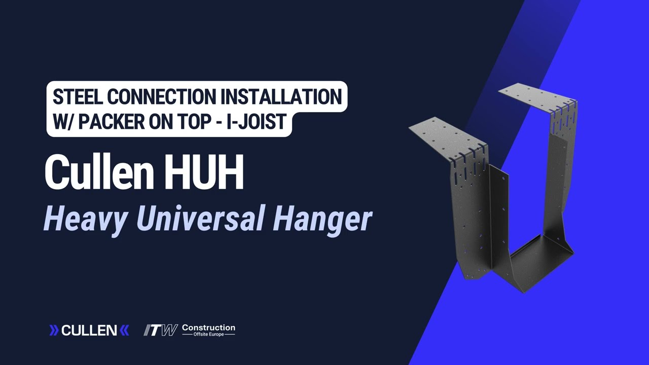 Cullen Heavy Universal Hanger (HUH): Steel Beam With Packer On Top I-Joist Installation