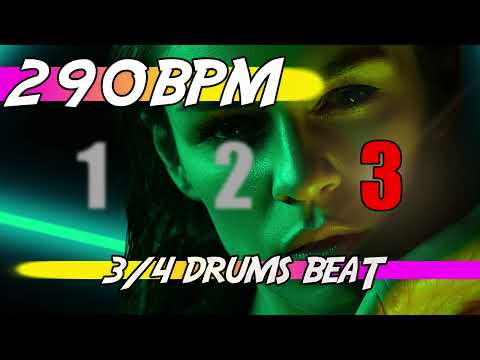 ✅ 290 BPM - 3/4 Drums Beat 🥁 Ten minutes of backing track