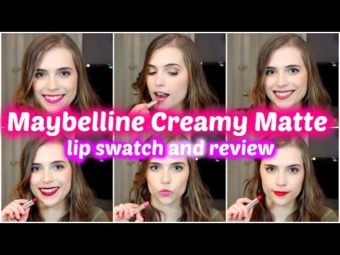 Maybelline Creamy Matte Lipsticks - lip swatches and review! Video
