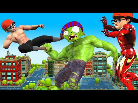 GYM Nick Become Ironman Nick and Police Wanted Giant Zombie - Scary Teacher 3D Funny Animation Story