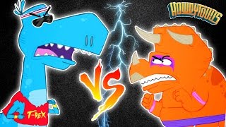 T-Rex VS Triceratops | Dinosaur Battles | Dinosaur Songs MEGA Mix By Howdytoons