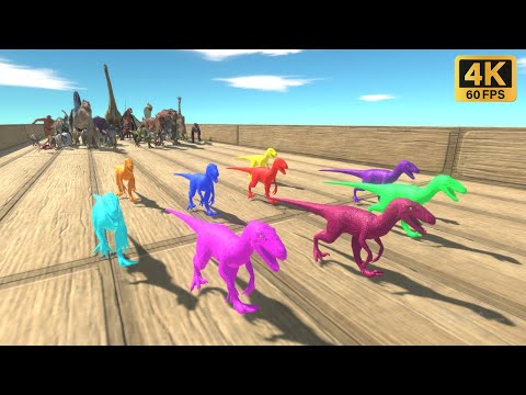 Race to eat Neon Deinonychus Team - Animal Revolt Battle Simulator