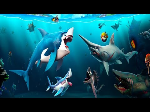 Hungry Shark World - All 33 Sharks Unlocked Ancient Megalodon, Meltdown, Alpha Zombie Robo Mr.Snappy