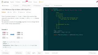 LeetCode 每日一題 Daily Challenge 1318. Minimum Flips to Make a OR b Equal to c