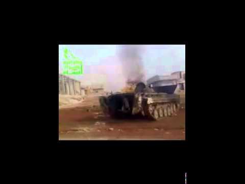 تدمير دبابة لقوات النظام من قبل كتيبة قوافل الشهداء في خان شيخون في ريف إدلب