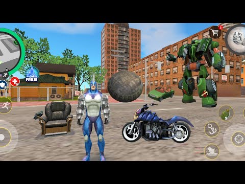 ROPE HERO VICE TOWN (ROPE HERO CAR BALL FIGHT GREEN ROBOT CAR) CAR BALL DESTROY ROBOT CAR - GAMEPLAY