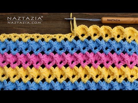 HOW to CROCHET 3D SHELL STITCH - Easy Crochet Stitches by Naztazia