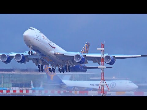 Schiphol Airport PlaneSpotting - 30 Mins of Pure Aviation - 1st Visit Of The Last B747 Ever Build