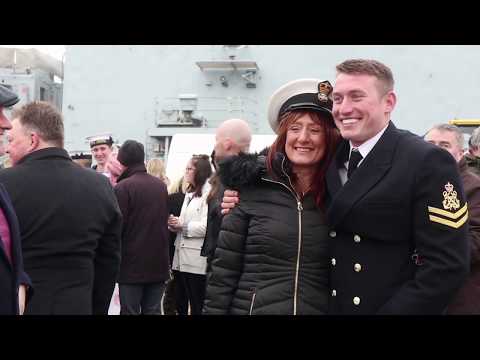 HMS Argyll returns to Devonport after 9 month deployment.