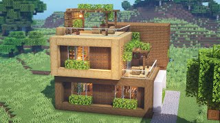 Minecraft: How to Build a Wooden Modern House (Tutorial)