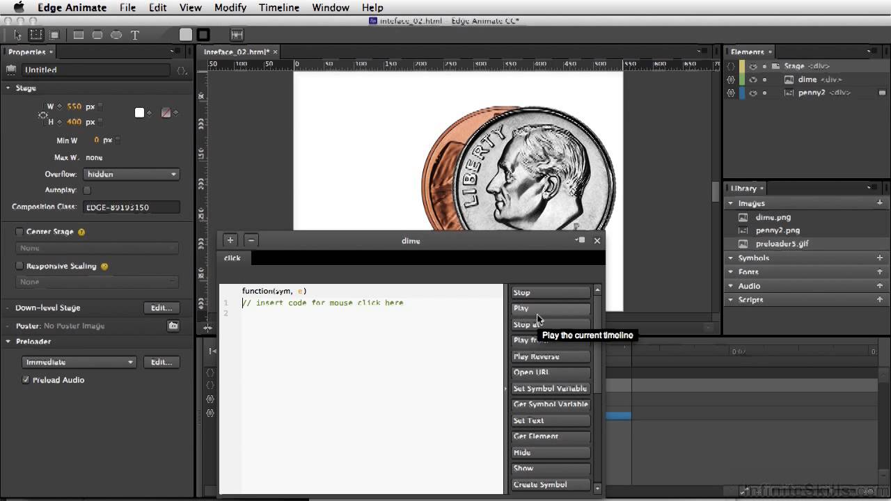 Adobe Edge Animate CC Tutorial | Using The Code Panel