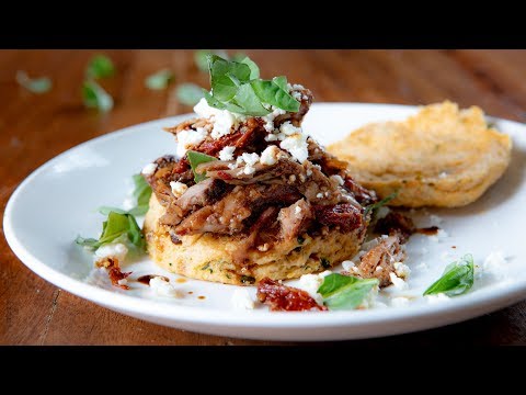 Mediterranean Pulled Pork Tenderloin Sandwiches on Bella Bruschetta Biscuits