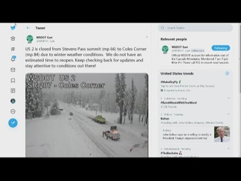 Stevens Pass closed in both directions after snow causes trees to fall