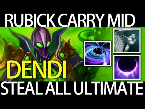 3x Ultimates Steal Epic Rubick Gameplay by Dendi Dota 2 [Mid Lane]
