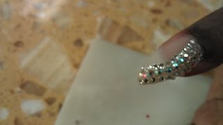 HALF MOON DIAMOND NAILS BLING BLING