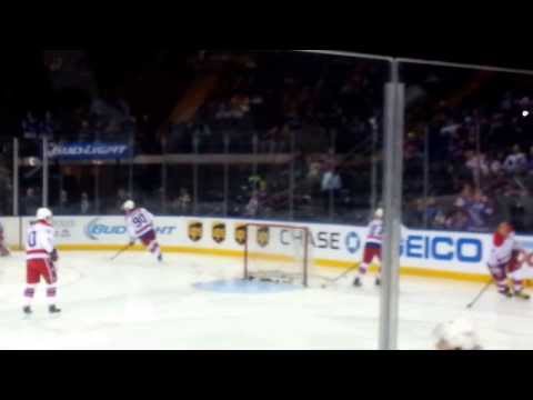 CAPS Pre-Game Warm Up @ MSG w/ Carlson "Triple Sow Cow" Epic Fail :-]~