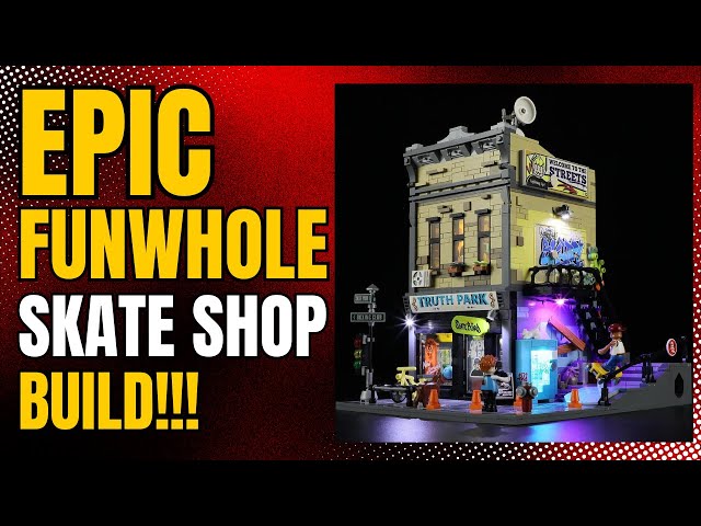 Vídeo relacionado con FUNWHOLE Tienda de Patinetas Set de Construcción con Luz - Colección Street Fusion City, Kit de Construcción Modular con Luces LED, 1573 Piezas para Adultos y Adolescentes