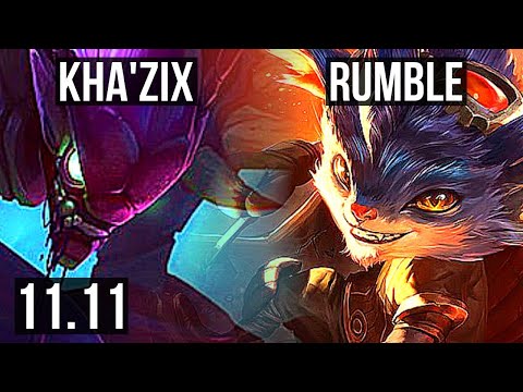 KHA'ZIX vs RUMBLE (JUNGLE) | 8/0/2, 2.6M mastery, 1500+ games, Legendary | KR Master | v11.11