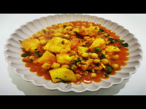 Bacalao con papas y garbanzos