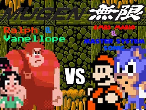 MUGEN Battle # 9 Ralph and Vanellope vs SMB3 Mario and Master System Sonic
