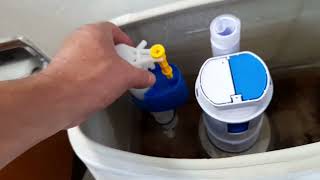 Como cambiar el sistema de descarga de WC de una pieza tipo  DUO paso a paso. JUEGO  de herrajes.