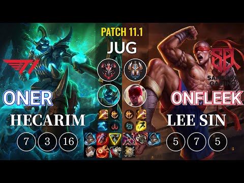 T1 Oner Hecarim vs SB OnFleek Lee Sin Jungle - KR Patch 11.1