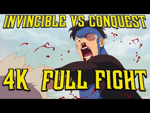 [4K] Invincible Vs Conquest Full Fight Mark vs Conquest BRUTAL Final Battle Invincible Season 3