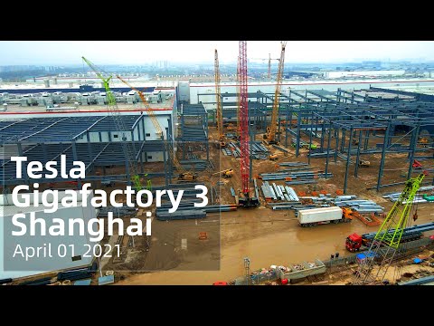 (April 01 2021)  Tesla Gigafactory 3 Shanghai 4K Video
