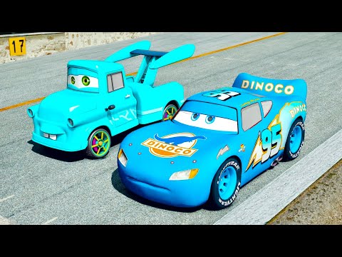 Lightning McQueen Dinoco vs Mater Tokyo Drift at Top Gear Track
