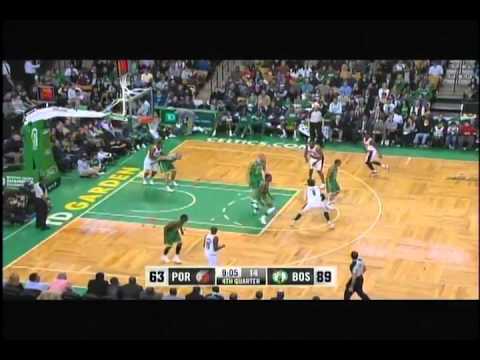 Luke Babbitt waves arms for pass, bricks jumper Blazers at Celtics