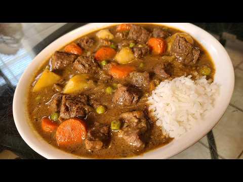 Homemade Stove top Beef stew | Made with seasoned beef, potatoes, carrots and peas