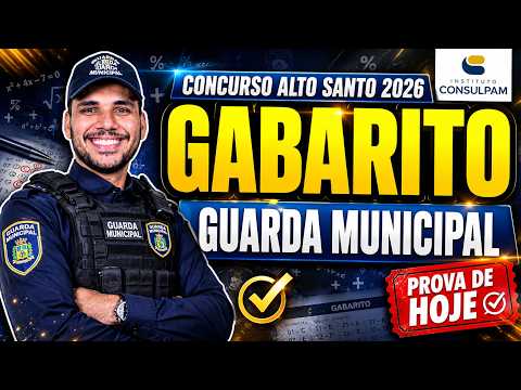 🚨 GABARITO GUARDA MUNICIPAL ALTO SANTO 2026 | Correção Completa de Matemática (Consulpam)