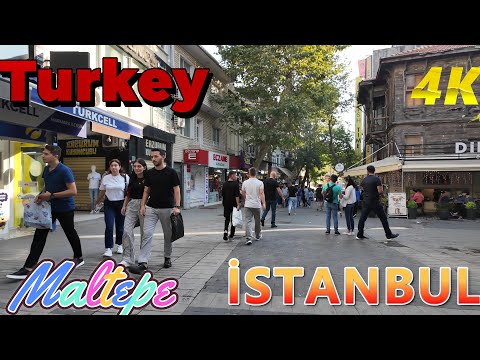 Turkey istanbul Travel Walking tour Maltepe. Cafes, markets and clothing stores 4k video quality.