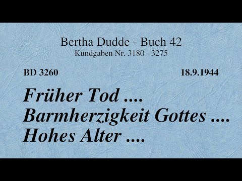 BD 3260 - FRÜHER TOD .... BARMHERZIGKEIT GOTTES .... HOHES ALTER ....