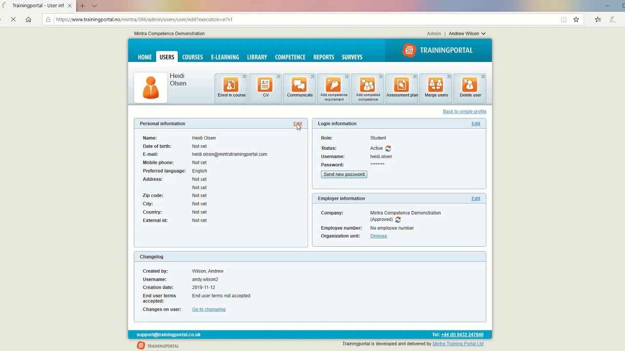 Editing a users profile