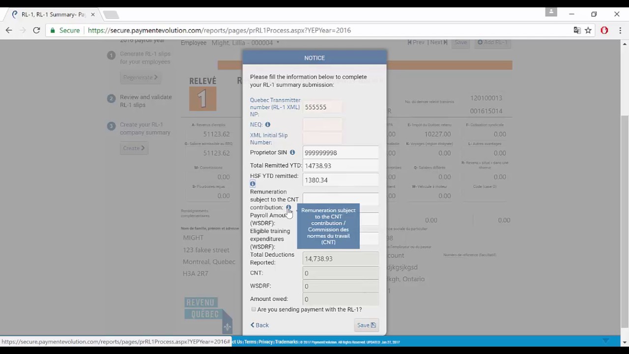 Creating an RL-1 In PaymentEvolution