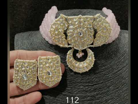 Fusion Arts Glass Stone Kundan Indo Western Necklace Set