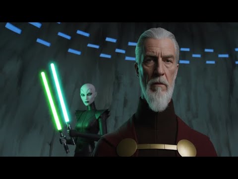 Dooku is angered over Qui Gon's death TALES OF THE JEDI scene