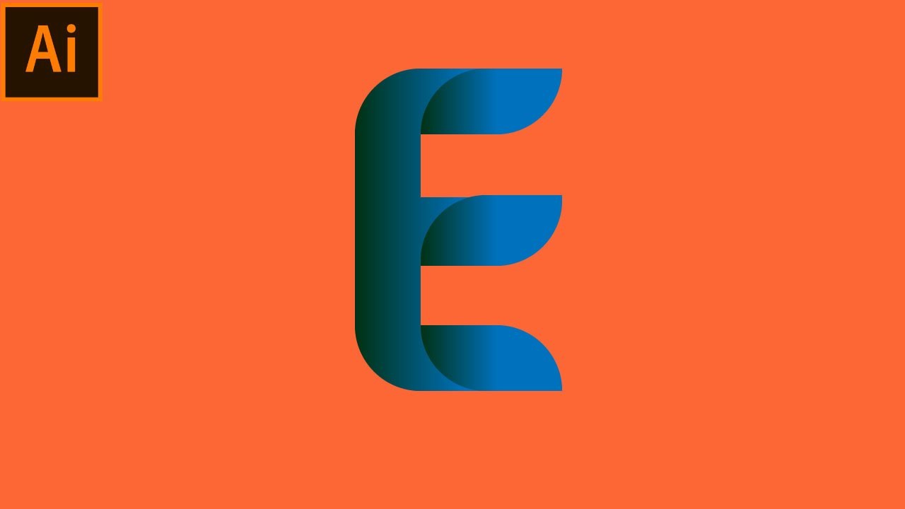 Adobe Illustrator Design || Create E 3D logo design