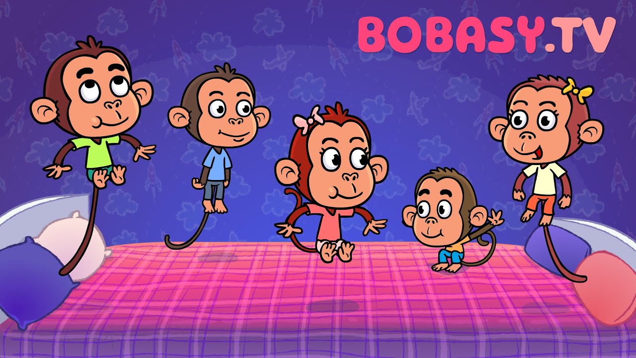 Pięć malutkich małpek 🐒 - gościnnie Smok Edzio - Piosenka dla Dzieci - Bobasy.tv