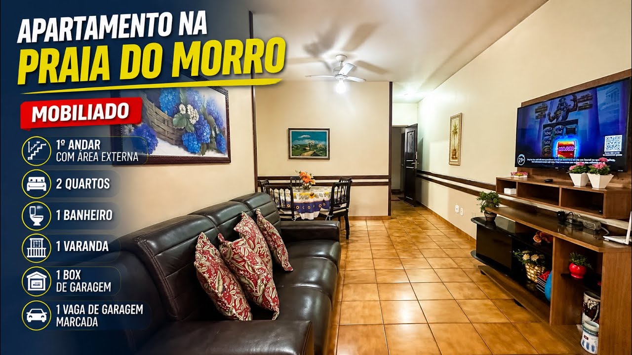 2 quartos na Praia do Morro 1º andar com área externa