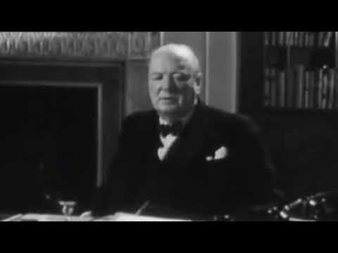 Winston Churchill addresses the nation after the defeat of Germany in 1945
